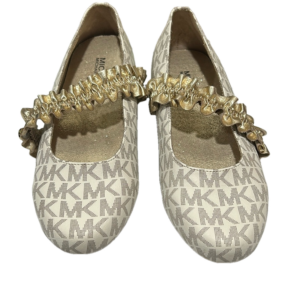 Michael Michael Kors girls NWT size 1 rover ruff…. Tan and gold